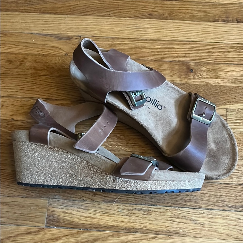 Papillio Brown Wedge Sandals with Adjustable Straps